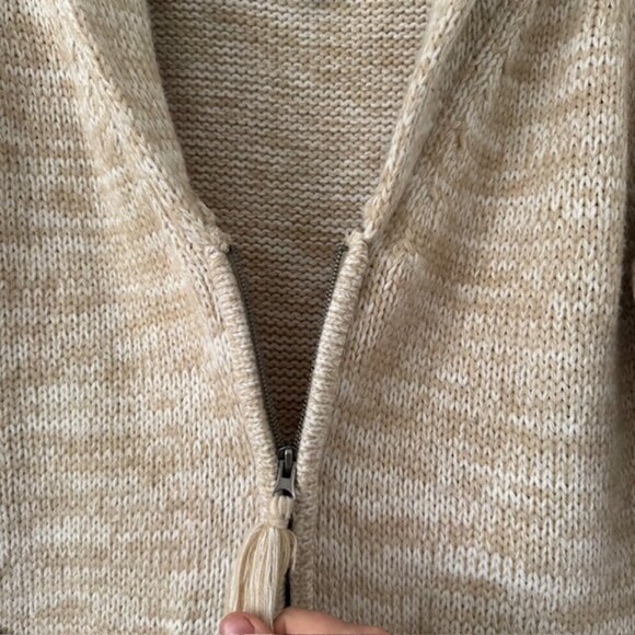 Coupe Collection Beige Knit‎ Zip Up Sweater Cardigan Womens Size Large EUC - Picture 2 of 8